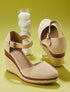 Compensées en suédine à semelle raphia - Beige - 1