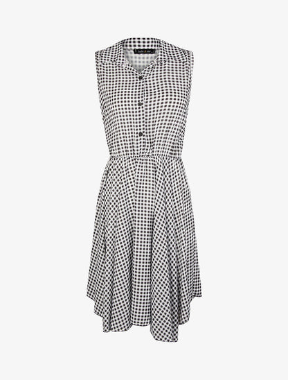 Robe légère et patineuse à petits carreaux - noir - 1