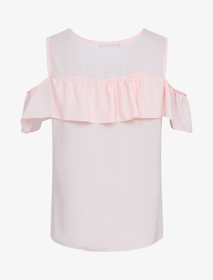 Top en voile à épaules dénudées - rose - 2