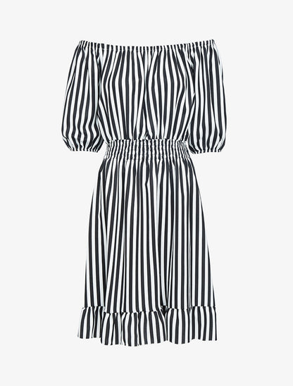 Robe imprimée à col bardot - noir - 3