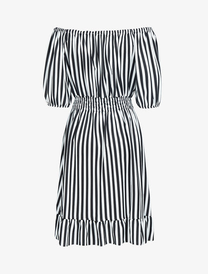 Robe imprimée à col bardot - noir - 2