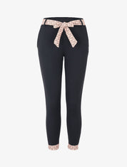 Broek 7/8 met bedrukte randen - zwart