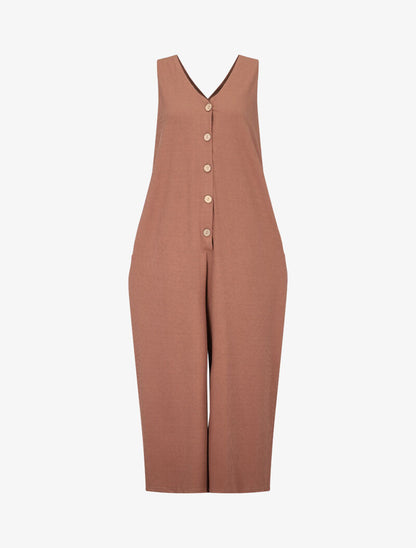 Geribbelde 7/8-combinatie - taupe