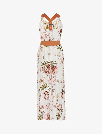 Robe à imprimés et bretelles simili - ecru - 2