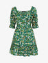 Robe fleurie à poitrine soulignée - vert - 1