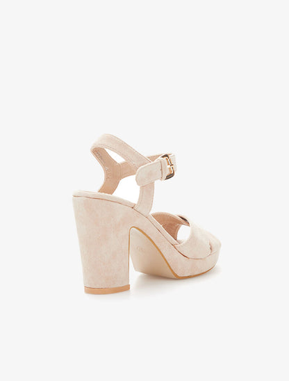 Sandales à plateforme et ganses croisées - beige - 4