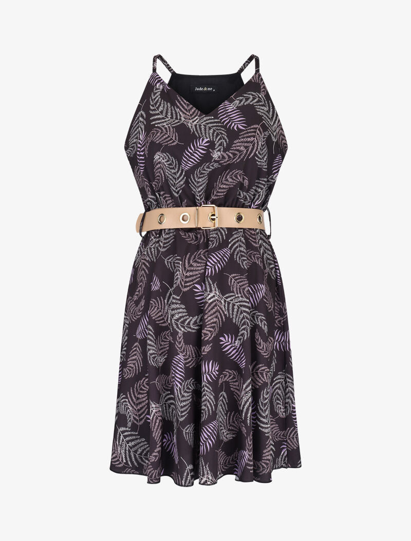 Robe patineuse imprimé fougères - noir - 3