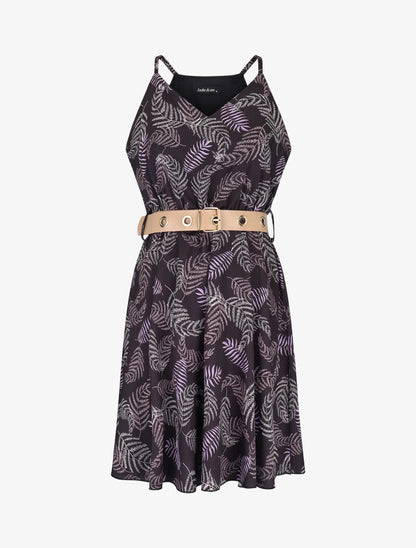 Robe patineuse imprimé fougères - noir - 3