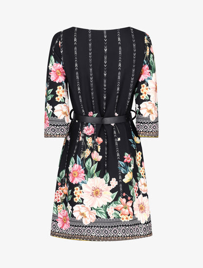 Robe droite à imprimé divers - noir - 3