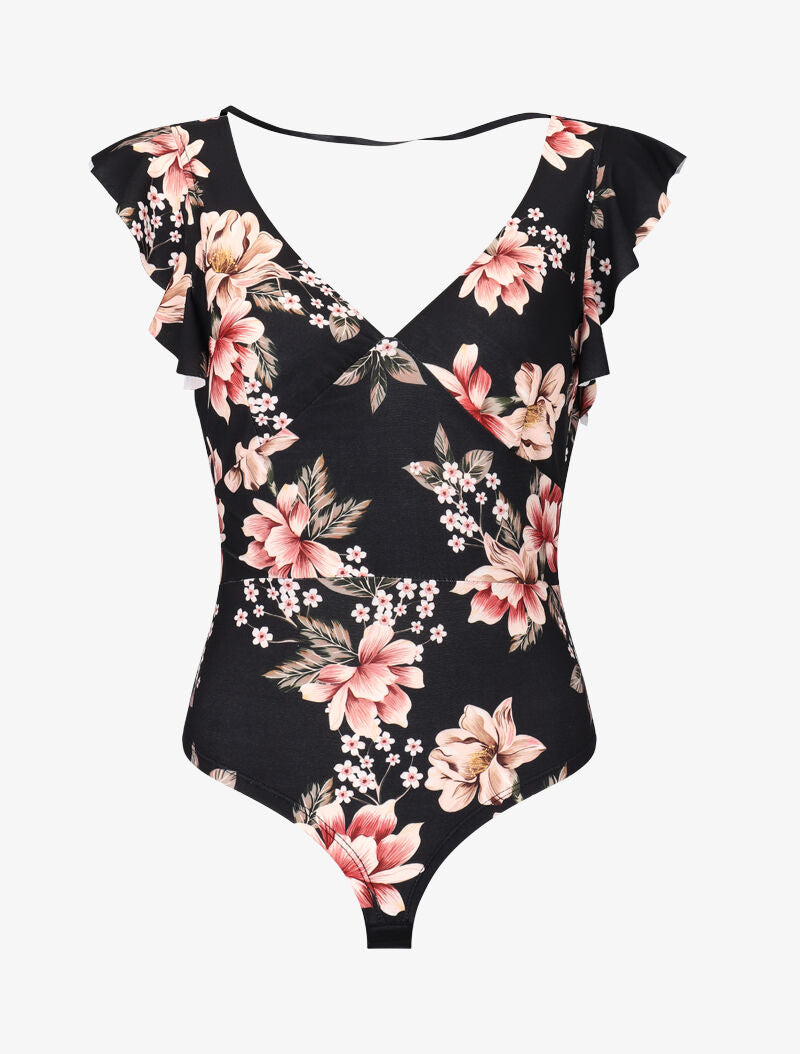 Body volanté à imprimé floral - noir - 3