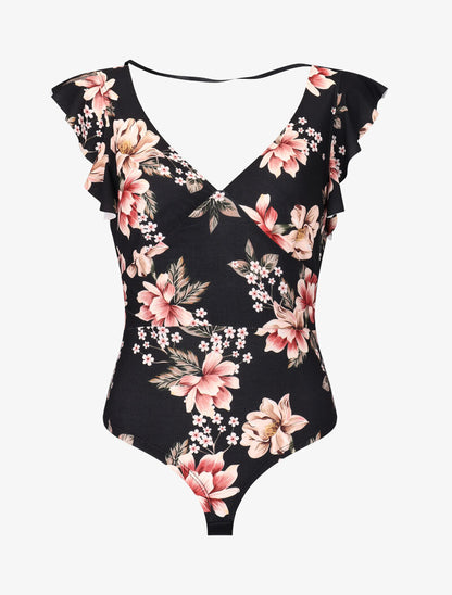 Body volanté à imprimé floral - noir - 3
