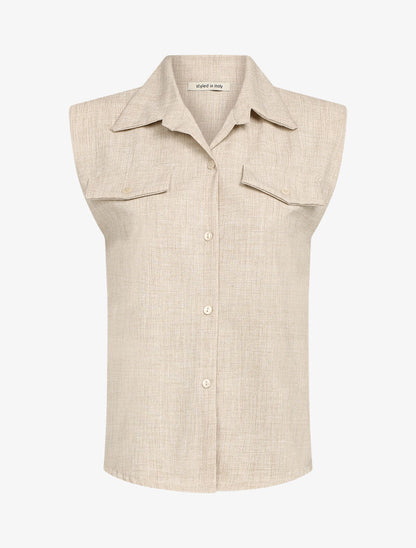Top style chemise à épaulettes - beige - 1