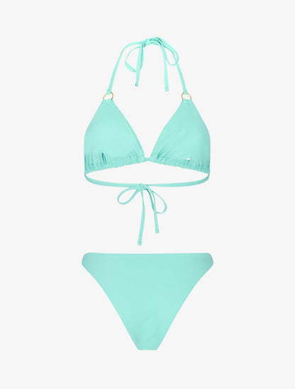 Bikini triangle à anneaux dorés - bleu clair - 2
