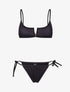 Bikini brassière côtelé à échancrure en V - noir - 1