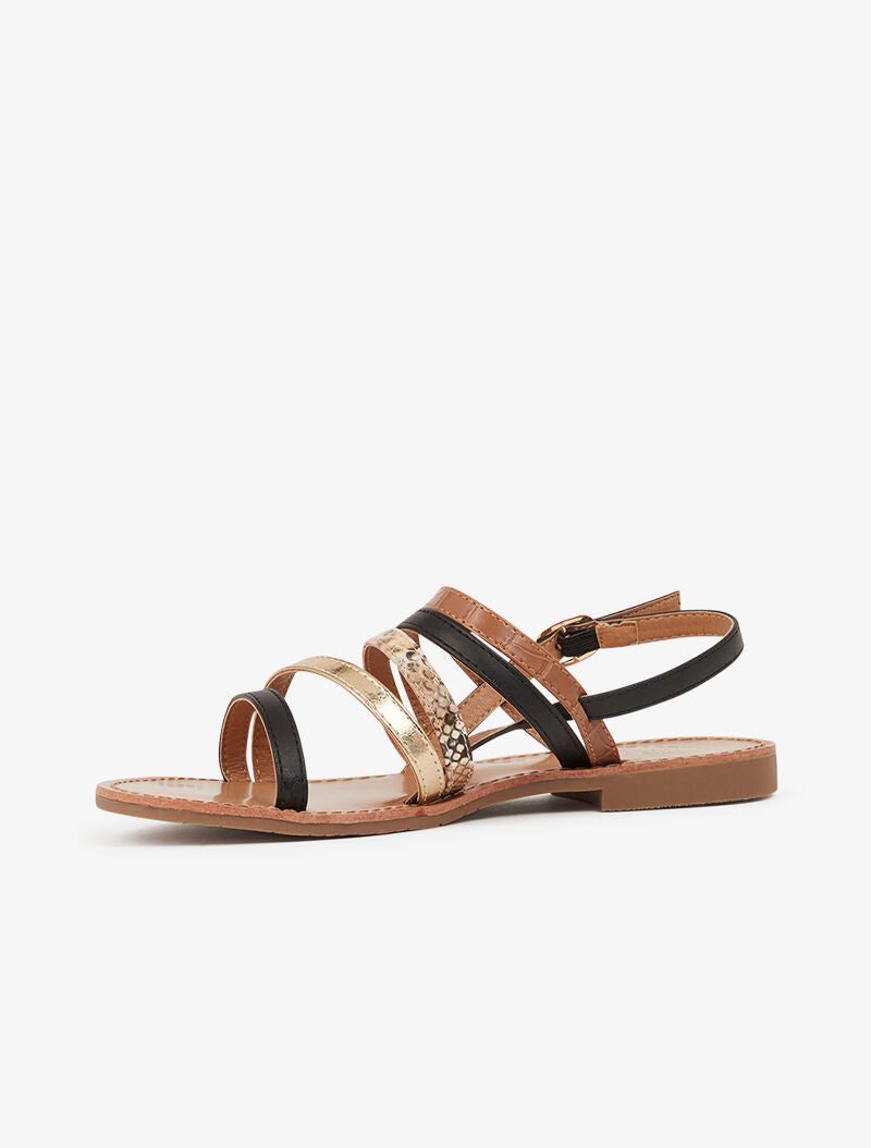 Nu-pieds multi brides à imprimé animal - noir - 4