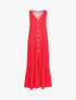 Robe à pois et bord fendu - rouge - 3