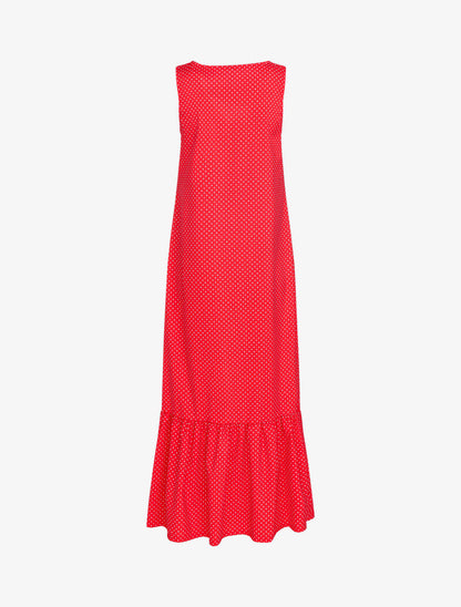 Robe à pois et bord fendu - rouge - 2