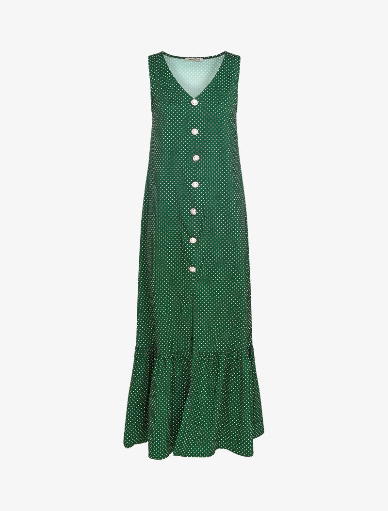 Robe à pois et bord fendu - vert - 3