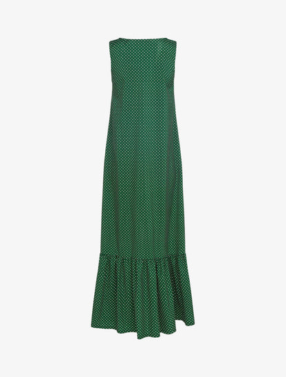 Robe à pois et bord fendu - vert - 2