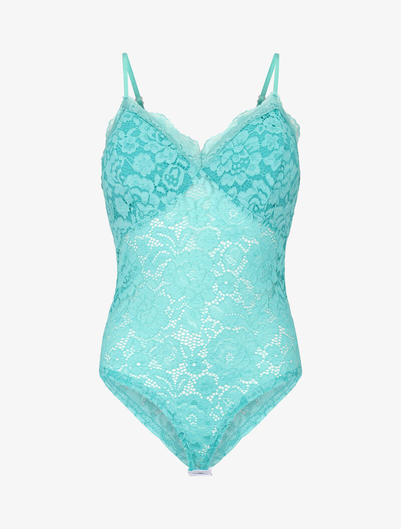 Body en dentelle ajourée - vert menthe - 1