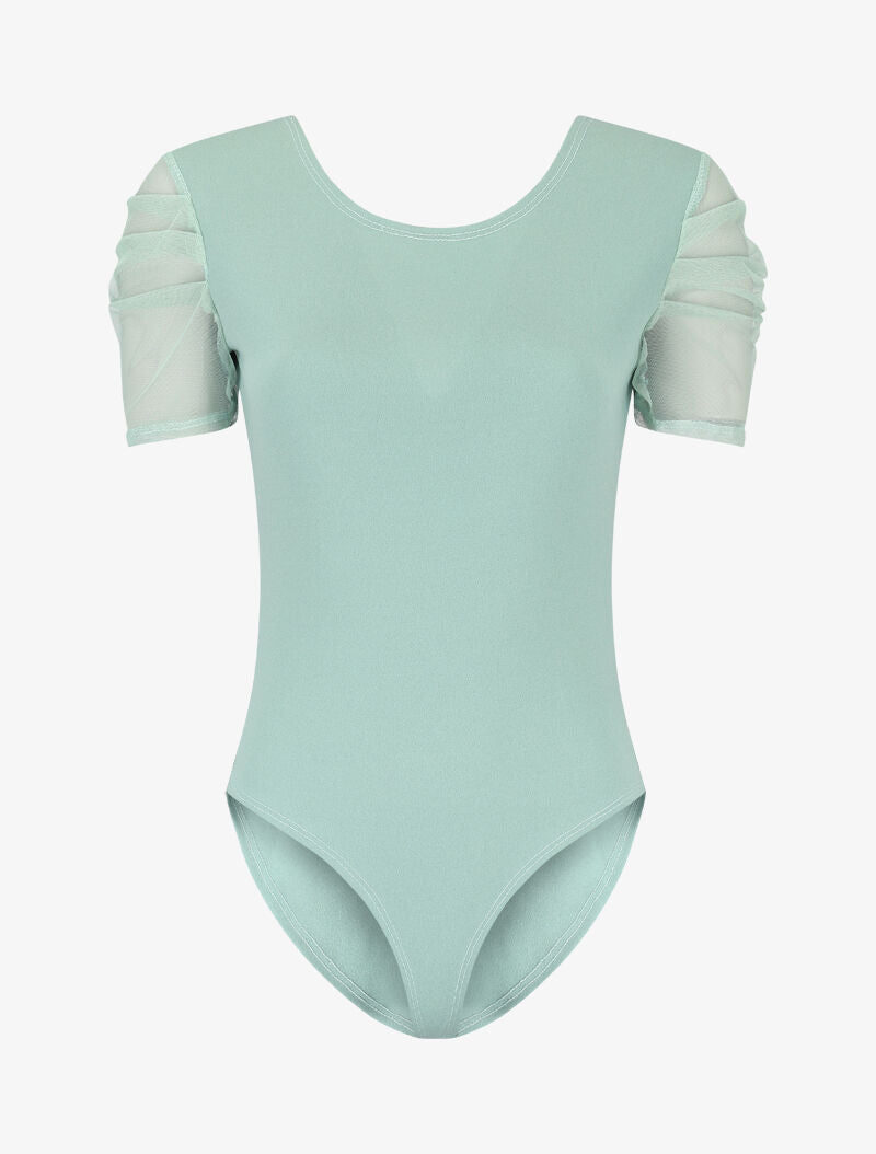 Body à manches plissées en tulle - vert menthe - 2