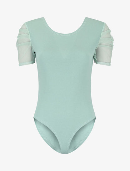 Body à manches plissées en tulle - vert menthe - 2