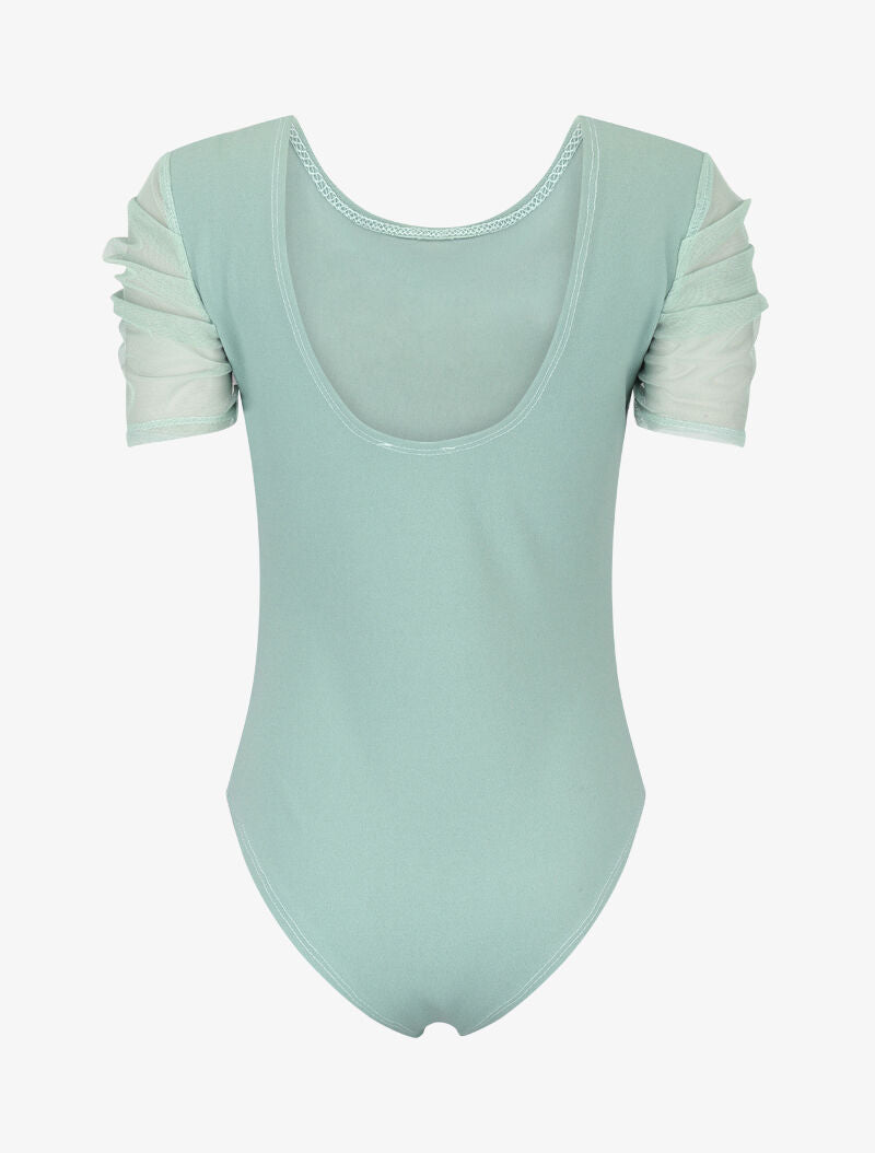Body à manches plissées en tulle - vert menthe - 3