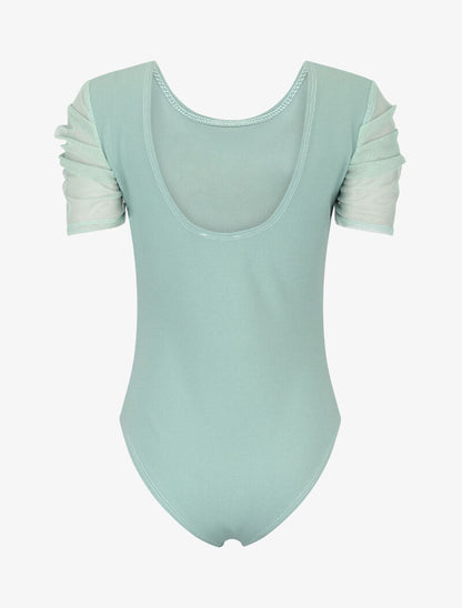 Body à manches plissées en tulle - vert menthe - 3