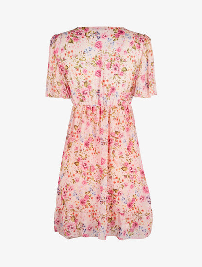 Robe à manches volantées et bord à basques - rose - 2