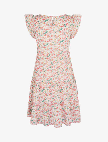 Robe trapèze à épaules volantées - rose - 2