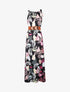 Robe longue satinée à imprimé tropical - noir - 1
