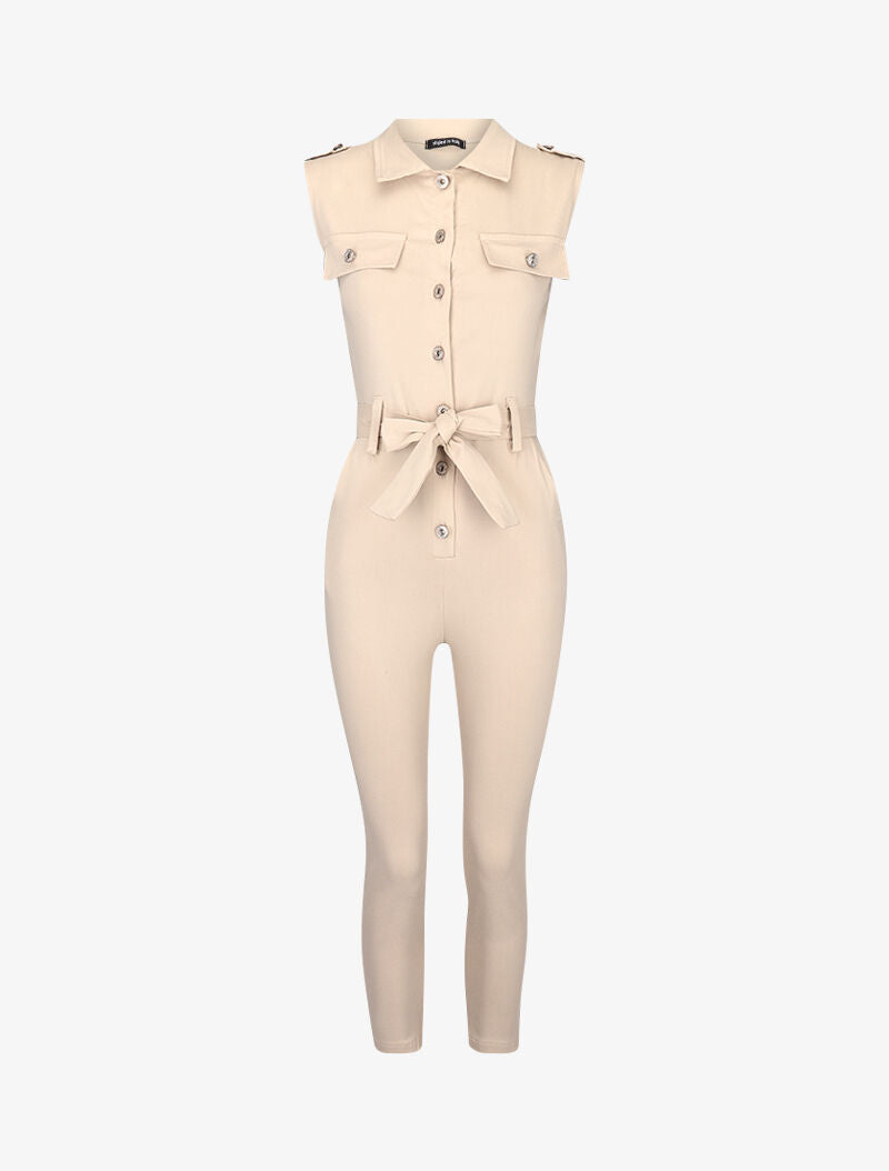 7/8 safari-stijl jumpsuit - beige