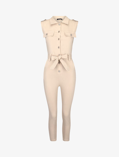 7/8 safari-stijl jumpsuit - beige