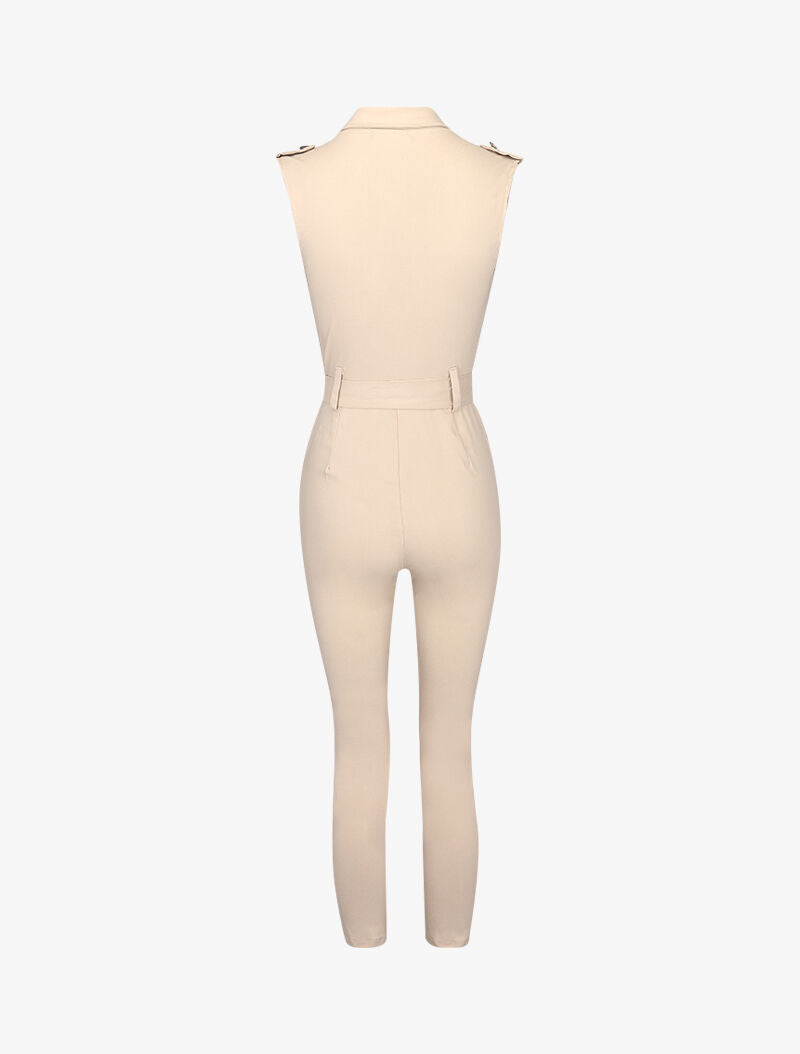 7/8 safari-stijl jumpsuit - beige
