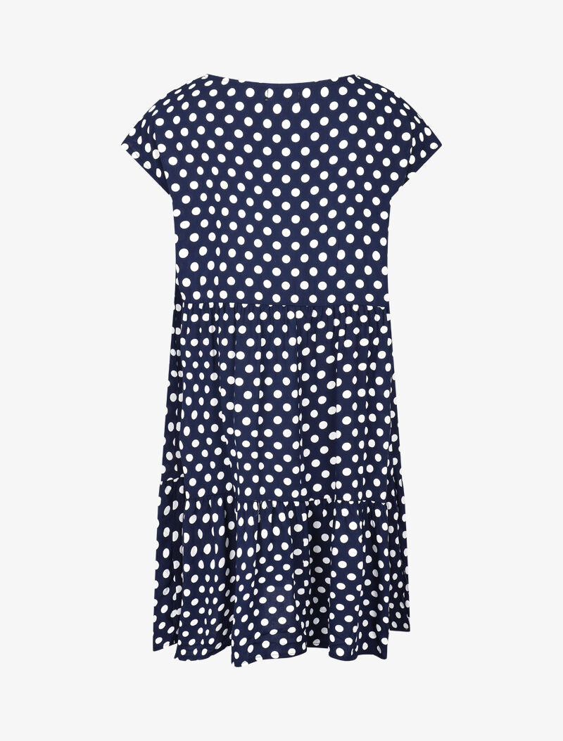 Robe coupe trapèze à pois - marine - 2