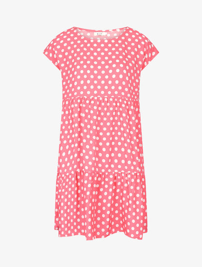 Robe coupe trapèze à pois - rose - 1