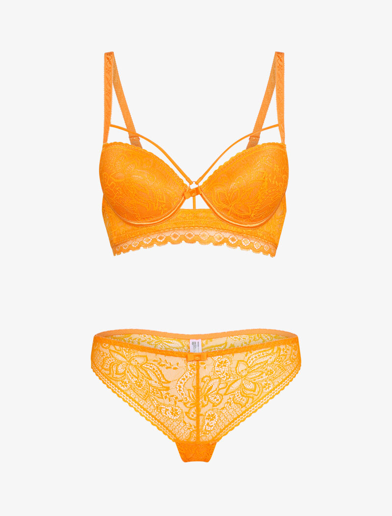 Ensemble en dentelle à détail lace - orange - 1