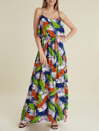 Robe imprimée à épaules dénudées - marine - 4