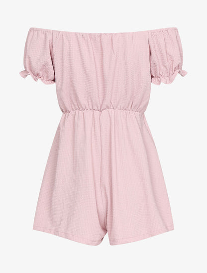 Combishort texturé à taille ajourée - rose - 2