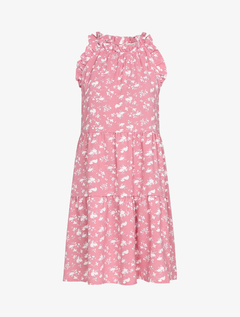Robe trapèze à buste volanté - rose - 3