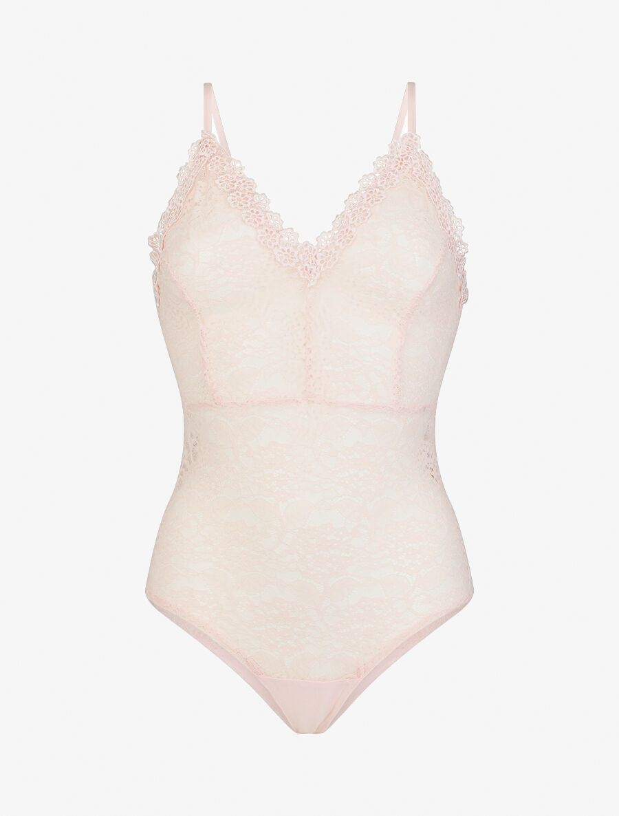 Body uni en dentelle - Rose - 1