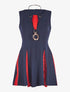 Robe bicolore et sautoir - marine et rouge - 1