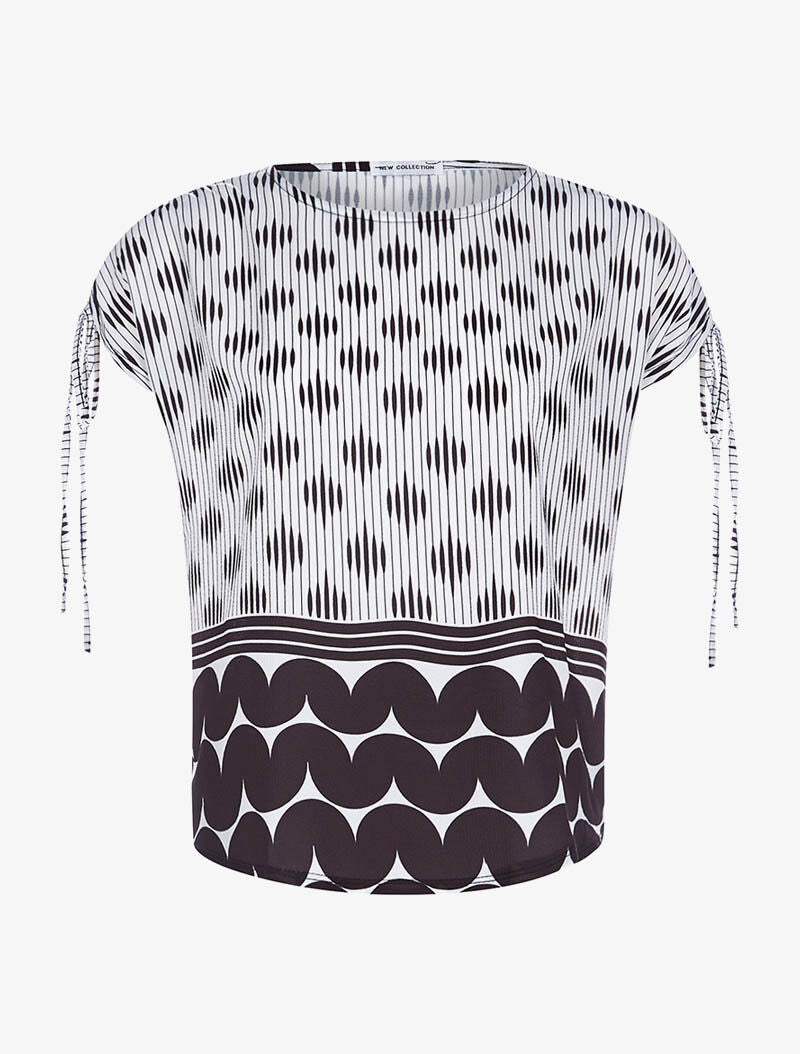 Top imprimé rayures - noir/blanc - 1