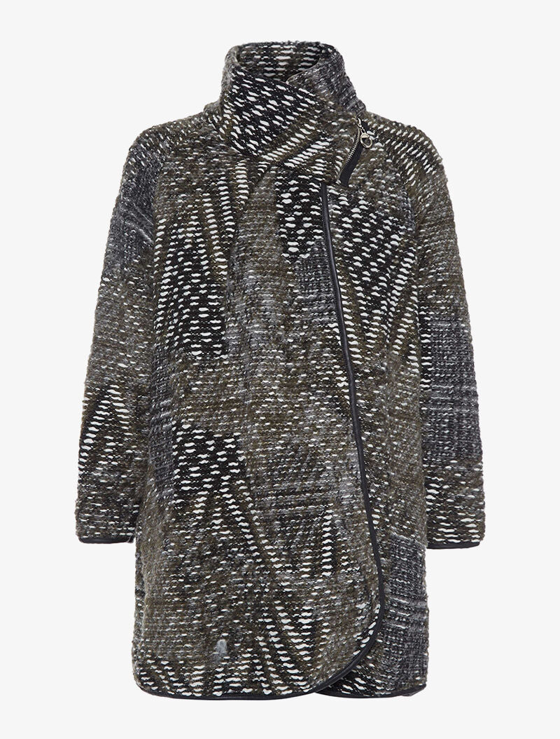Gilet long col zippé - vert - 1