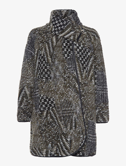Gilet long col zippé - vert - 1