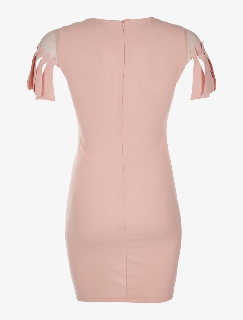 Robe manches à lamelles - rose - 2