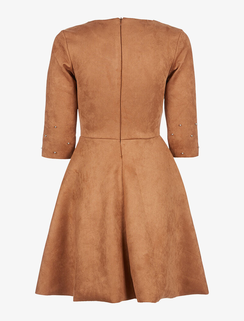 Robe daim à billes argentées - marron - 2