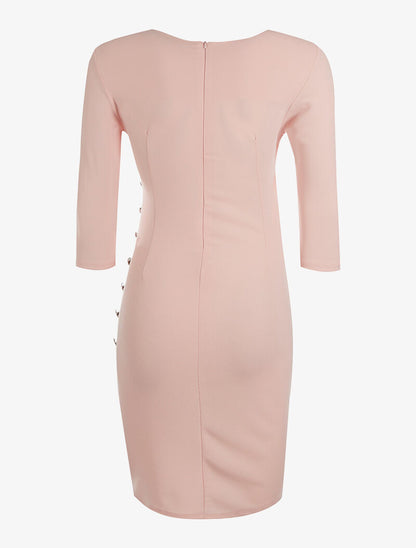 Robe plissée côté boutonné - rose - 2