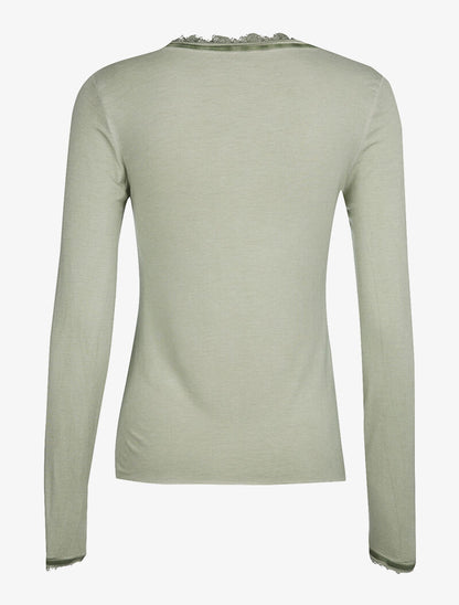 Top fin dentelle effilochée - vert clair - 2