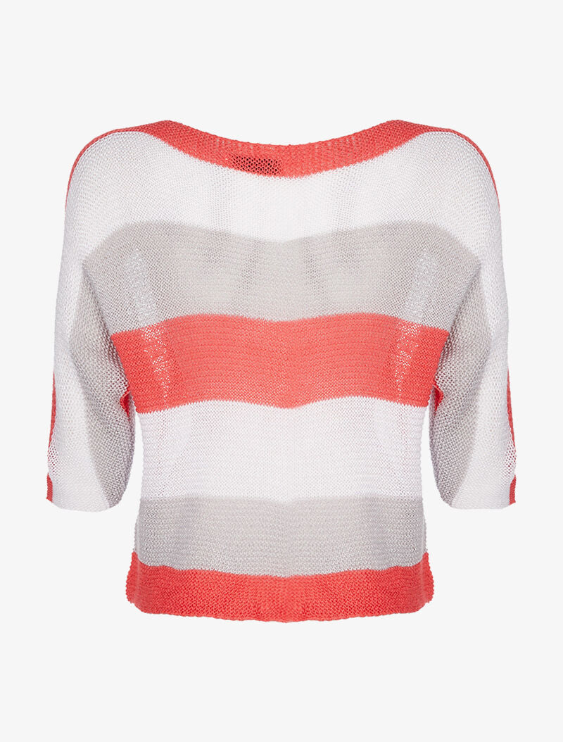 Pull maille fine tricolore - orange - 2
